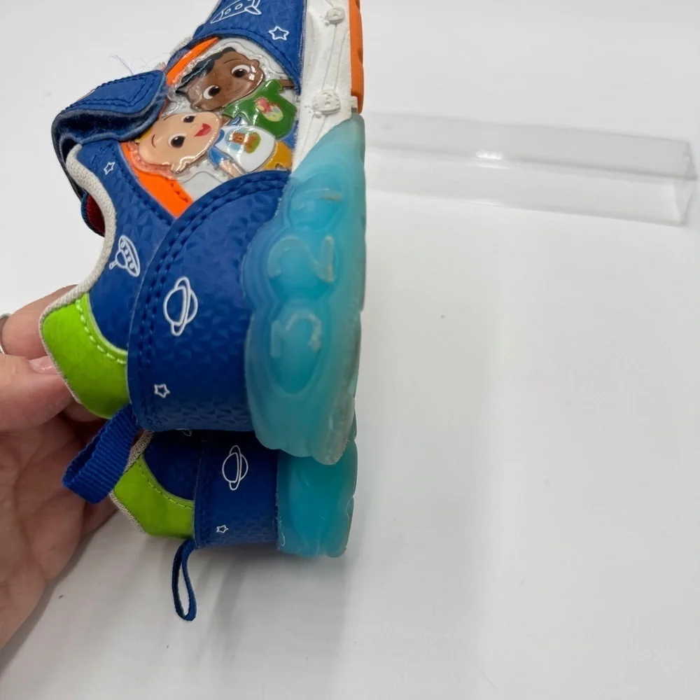 Cocomelon Blue and White Light Up Toddler Sneakers with Velcro Strap